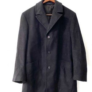 Nautica Black Wool Blend Pea Coat Size 44L Pockets